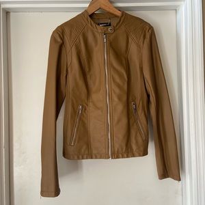 NWOT Express Tan Faux Leather Moto Jacket